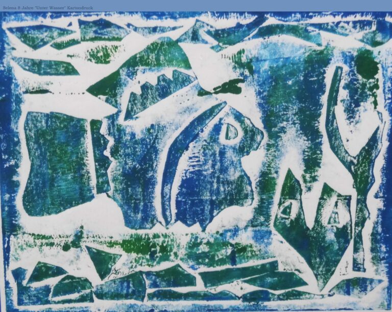 Kartondruck mit dem Titel "Unter Wasser"