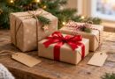 Weihnachtswünsche im Amt Ortrand: Familien können bis 2. November mitmachen Drei verpackte Weihnachtsgeschenke und leere Geschenkanhänger auf einem Tisch; KI-generiertes Symbolbild.